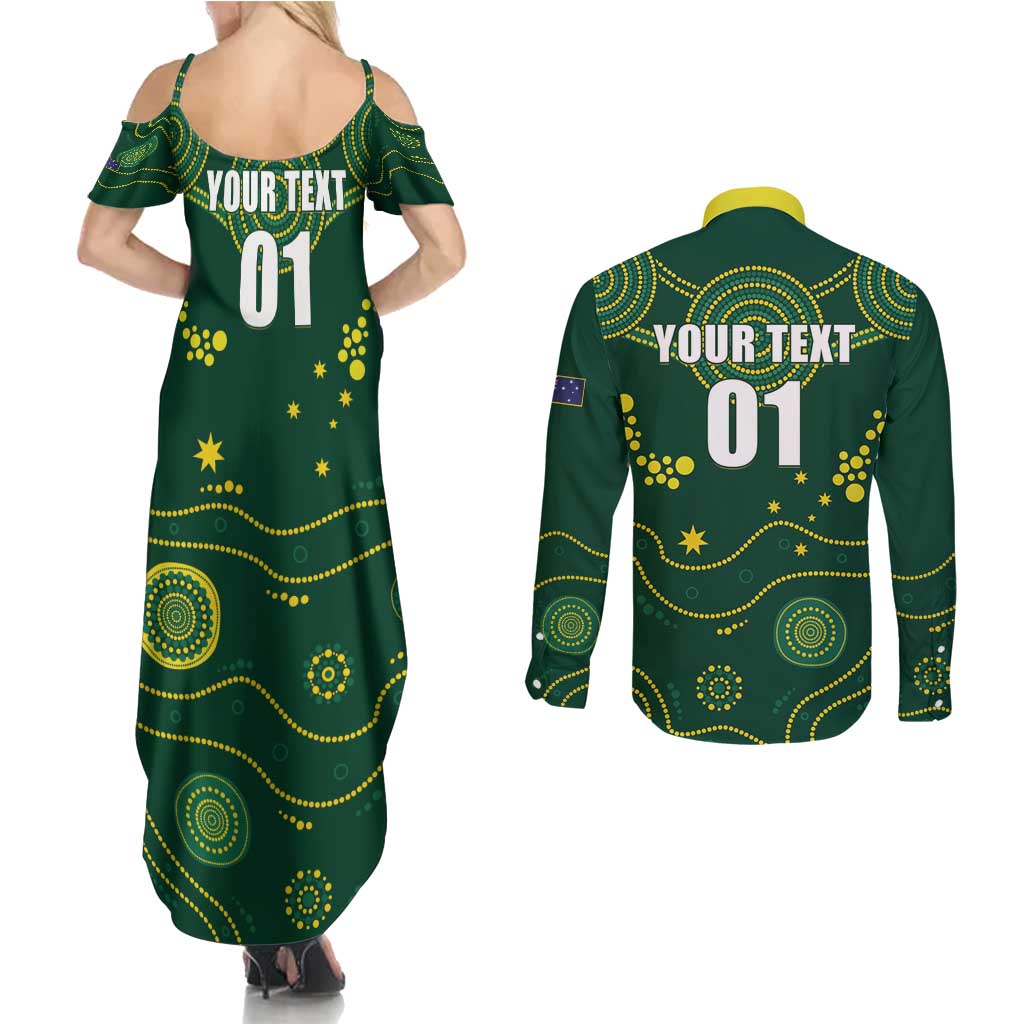 Australia 2024 Rugby Couples Matching Summer Maxi Dress and Long Sleeve Button Shirt Go Wallabies