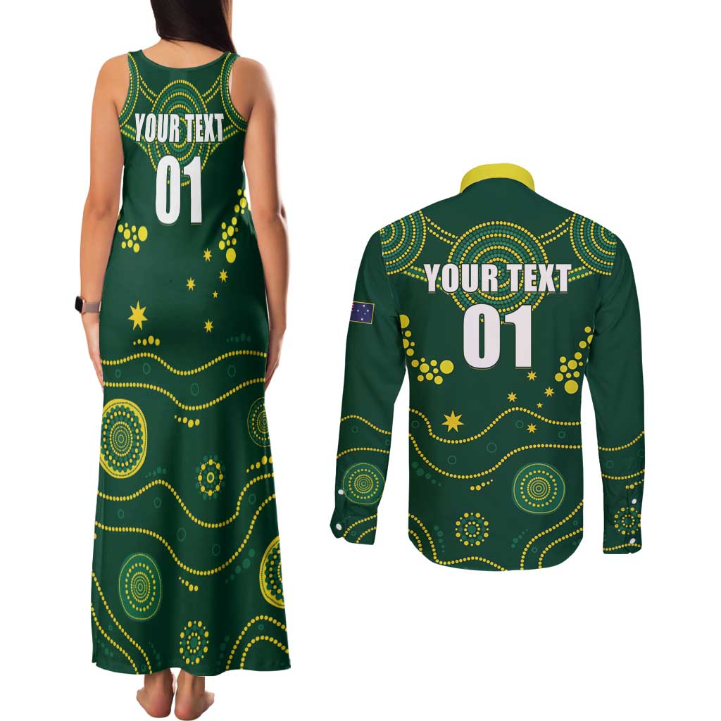 Australia 2024 Rugby Couples Matching Tank Maxi Dress and Long Sleeve Button Shirt Go Wallabies