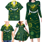 Australia 2024 Rugby Family Matching Long Sleeve Bodycon Dress and Hawaiian Shirt Go Wallabies