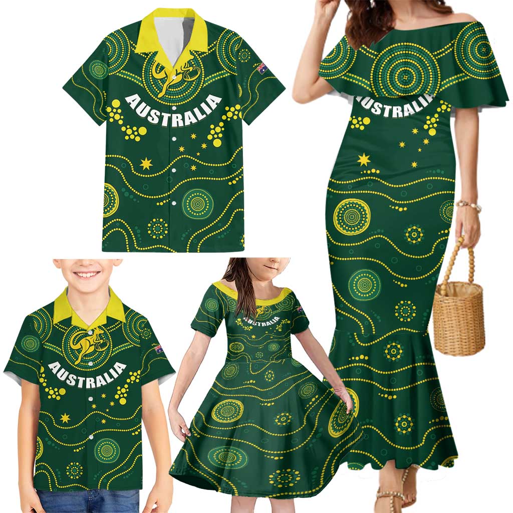 Australia 2024 Rugby Family Matching Mermaid Dress and Hawaiian Shirt Go Wallabies