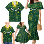 Australia 2024 Rugby Family Matching Mermaid Dress and Hawaiian Shirt Go Wallabies