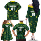 Australia 2024 Rugby Family Matching Off The Shoulder Long Sleeve Dress and Hawaiian Shirt Go Wallabies
