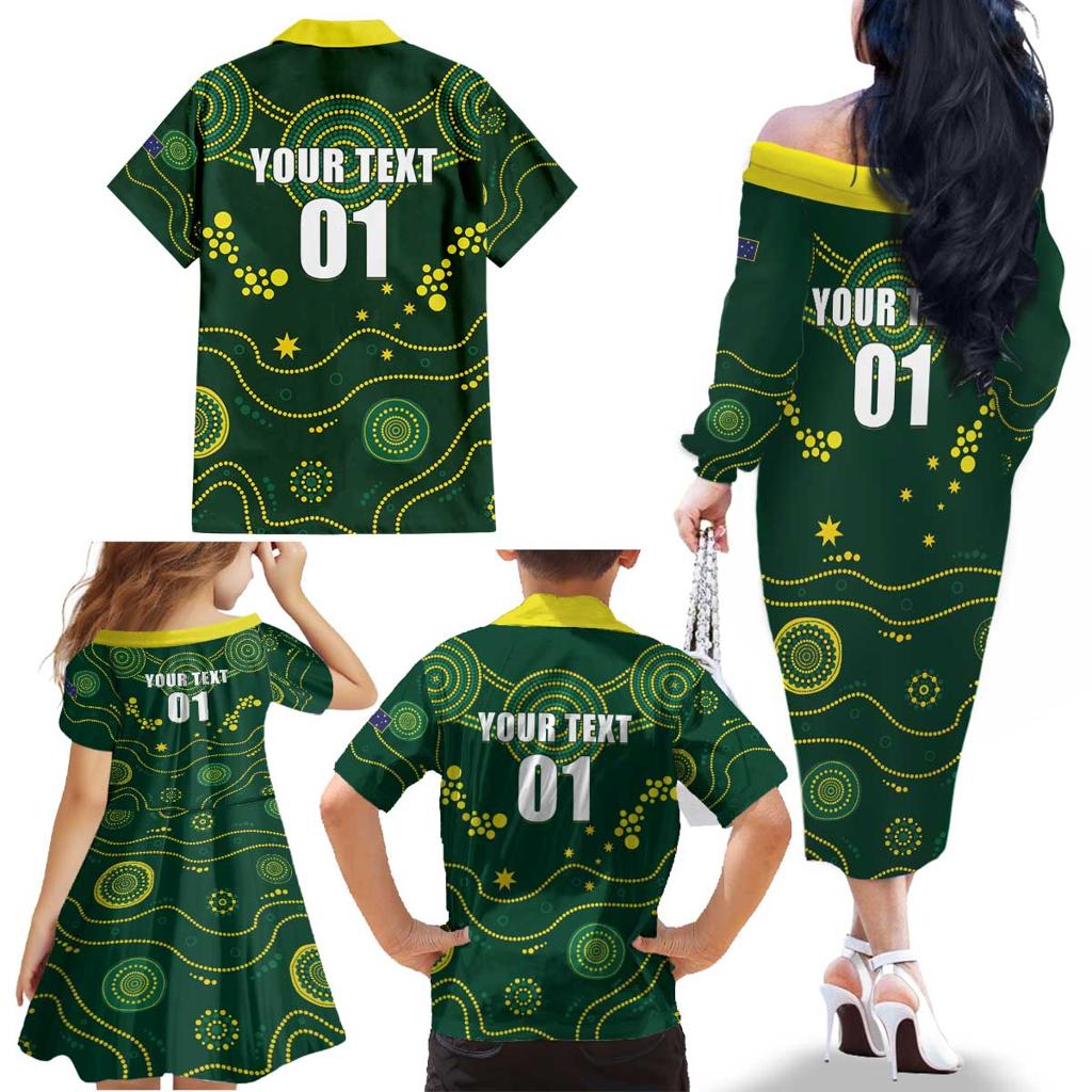 Australia 2024 Rugby Family Matching Off The Shoulder Long Sleeve Dress and Hawaiian Shirt Go Wallabies