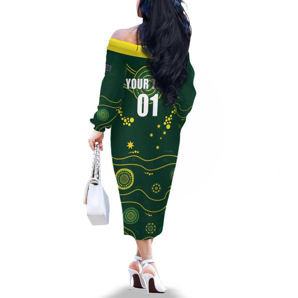 Australia 2024 Rugby Family Matching Off The Shoulder Long Sleeve Dress and Hawaiian Shirt Go Wallabies