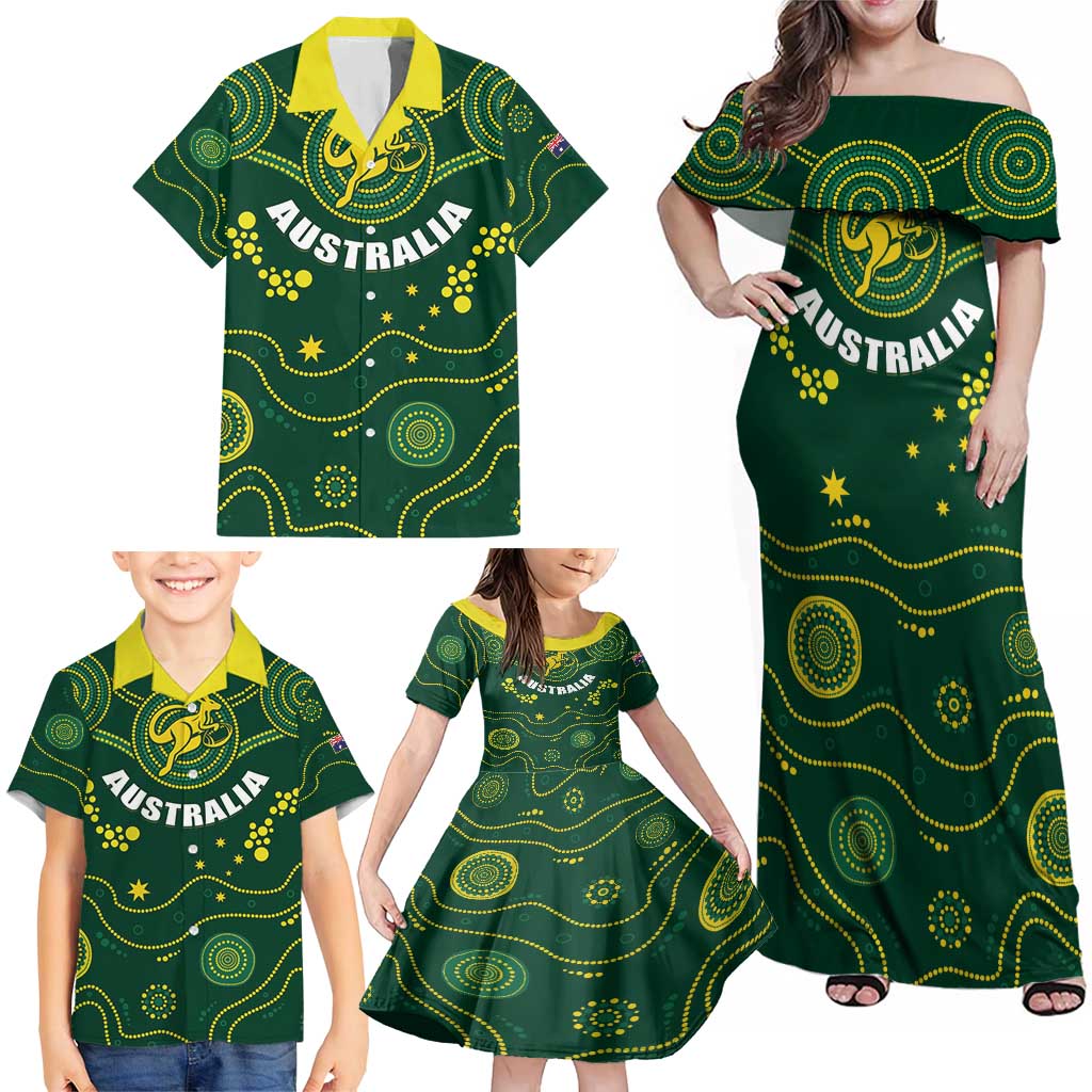 Australia 2024 Rugby Family Matching Off Shoulder Maxi Dress and Hawaiian Shirt Go Wallabies