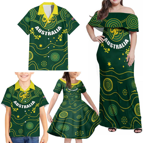 Australia 2024 Rugby Family Matching Off Shoulder Maxi Dress and Hawaiian Shirt Go Wallabies