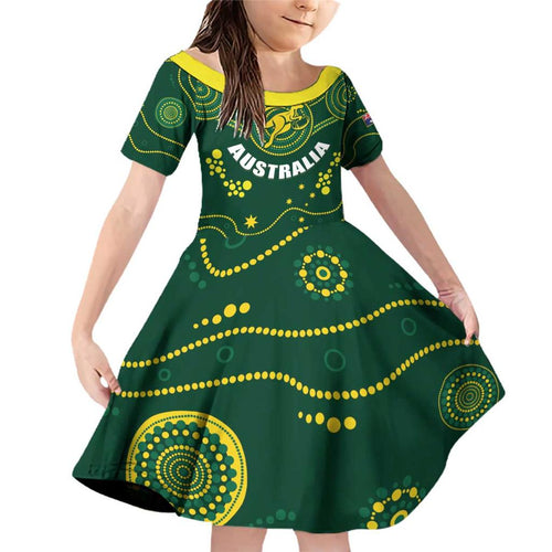 Australia 2024 Rugby Family Matching Off Shoulder Short Dress and Hawaiian Shirt Go Wallabies