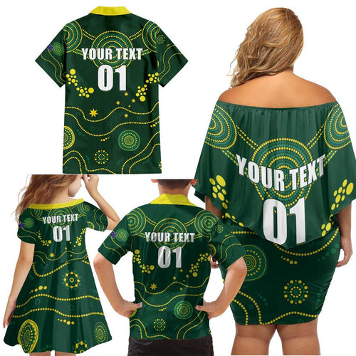 Australia 2024 Rugby Family Matching Off Shoulder Short Dress and Hawaiian Shirt Go Wallabies