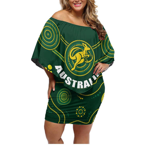 Australia 2024 Rugby Family Matching Off Shoulder Short Dress and Hawaiian Shirt Go Wallabies