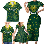 Australia 2024 Rugby Family Matching Short Sleeve Bodycon Dress and Hawaiian Shirt Go Wallabies