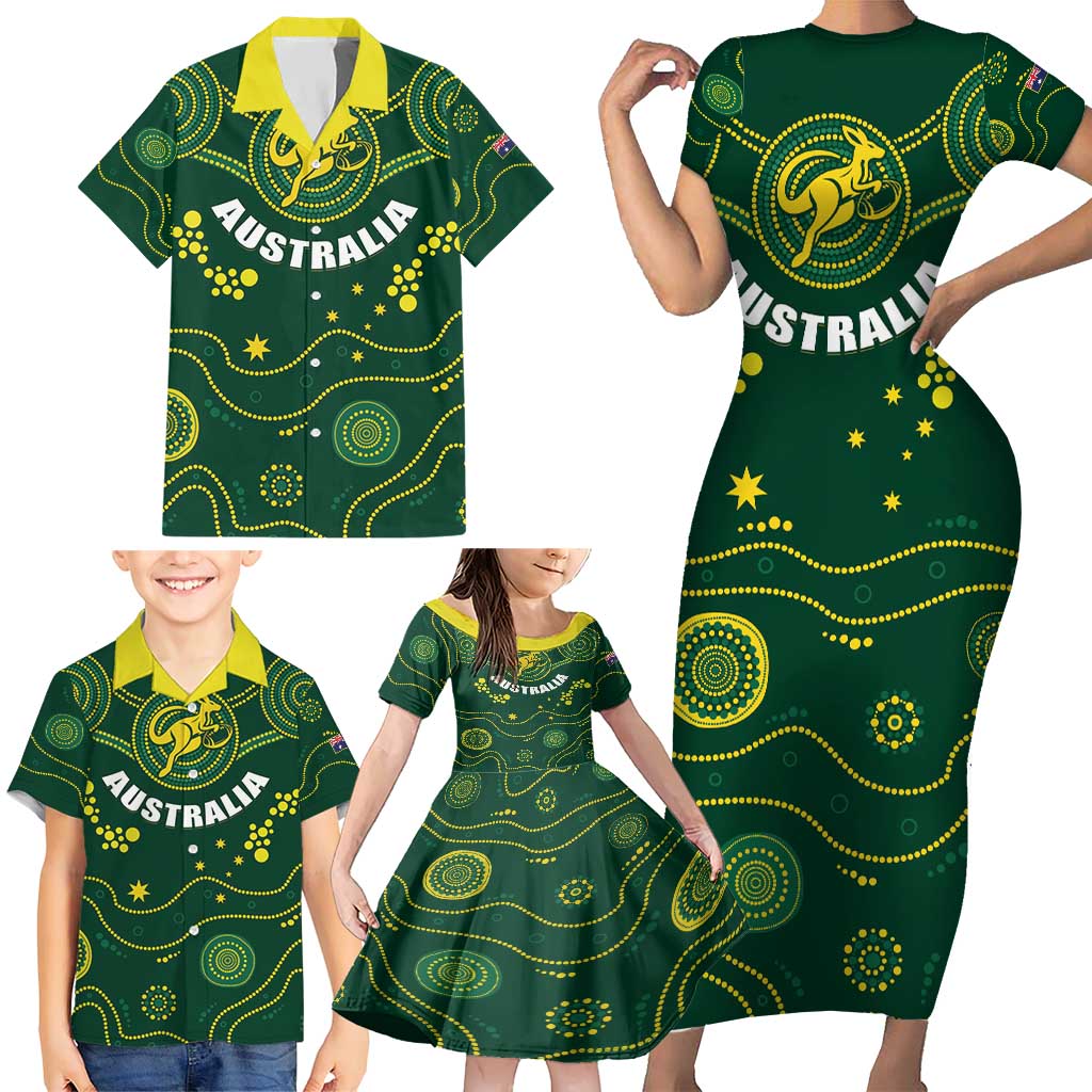 Australia 2024 Rugby Family Matching Short Sleeve Bodycon Dress and Hawaiian Shirt Go Wallabies