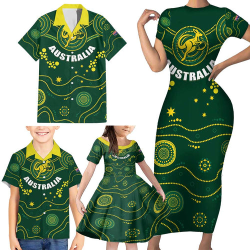 Australia 2024 Rugby Family Matching Short Sleeve Bodycon Dress and Hawaiian Shirt Go Wallabies