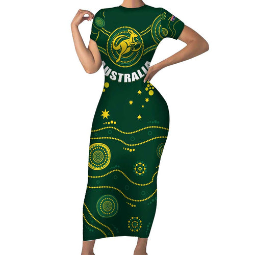 Australia 2024 Rugby Family Matching Short Sleeve Bodycon Dress and Hawaiian Shirt Go Wallabies