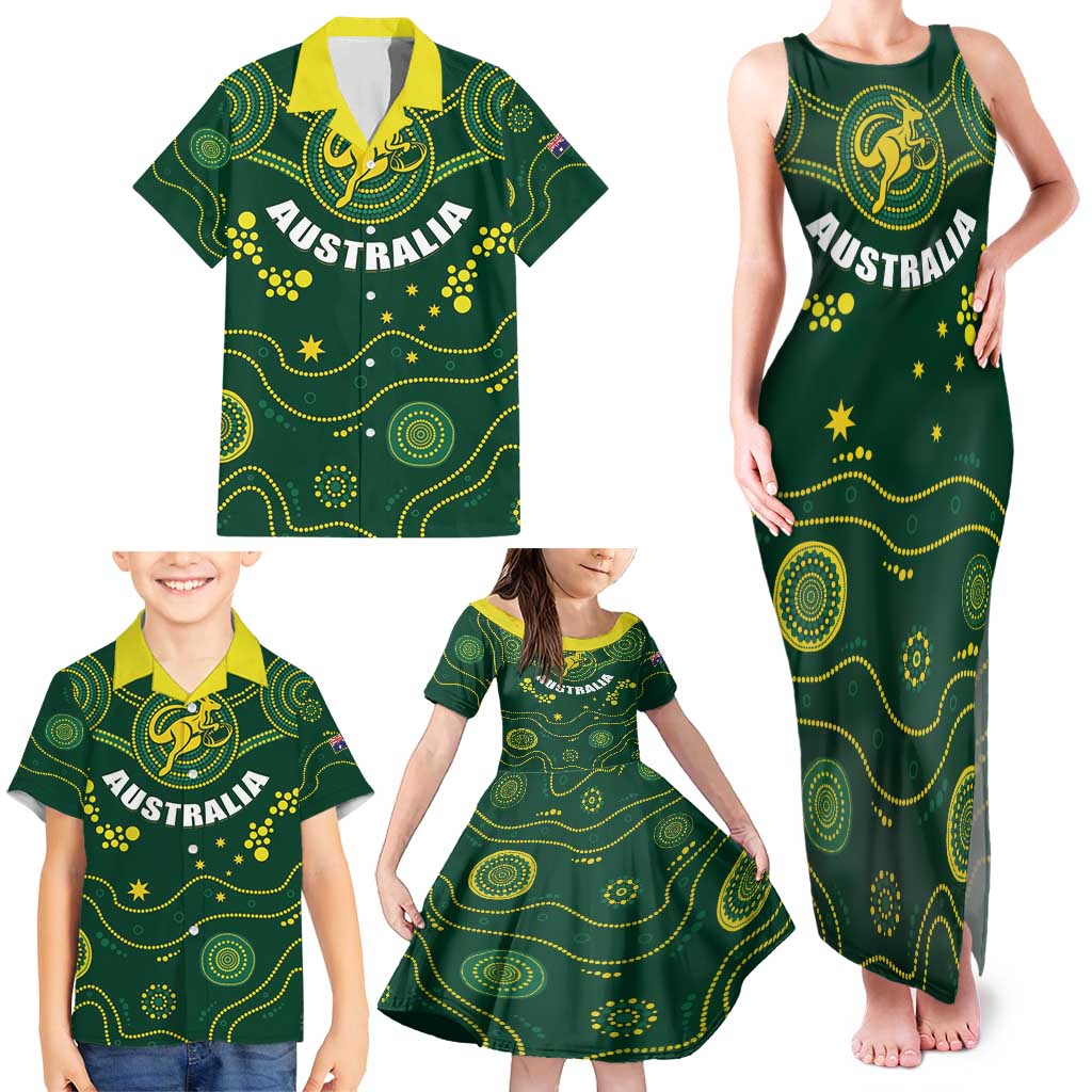 Australia 2024 Rugby Family Matching Tank Maxi Dress and Hawaiian Shirt Go Wallabies