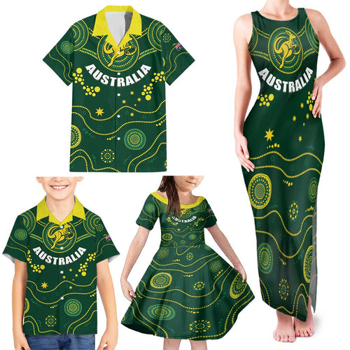 Australia 2024 Rugby Family Matching Tank Maxi Dress and Hawaiian Shirt Go Wallabies
