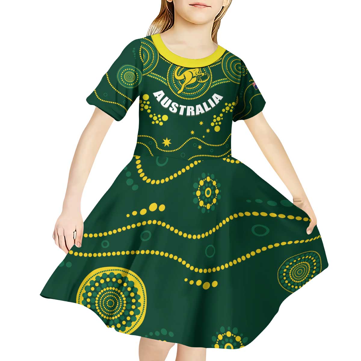 Australia 2024 Rugby Kid Short Sleeve Dress Go Wallabies