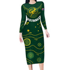 Australia 2024 Rugby Long Sleeve Bodycon Dress Go Wallabies