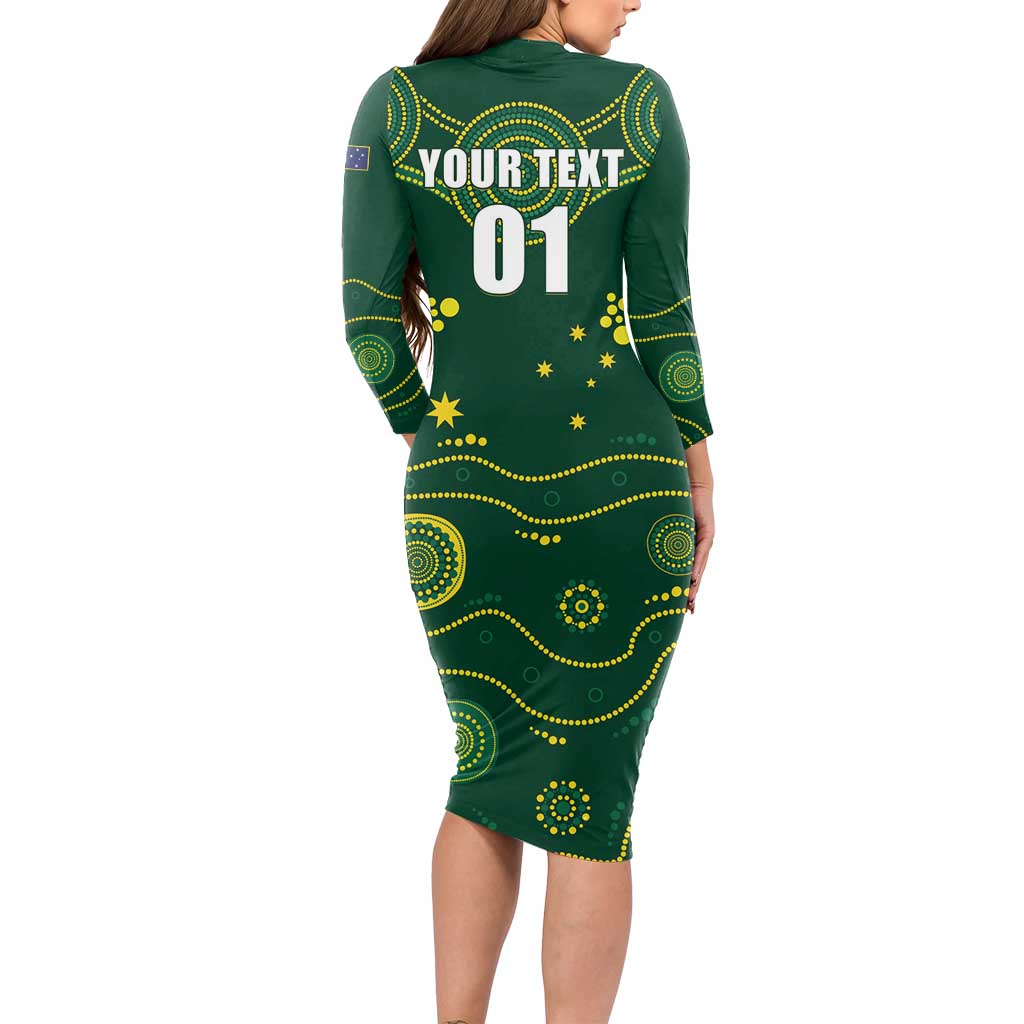 Australia 2024 Rugby Long Sleeve Bodycon Dress Go Wallabies
