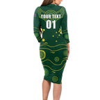 Australia 2024 Rugby Long Sleeve Bodycon Dress Go Wallabies