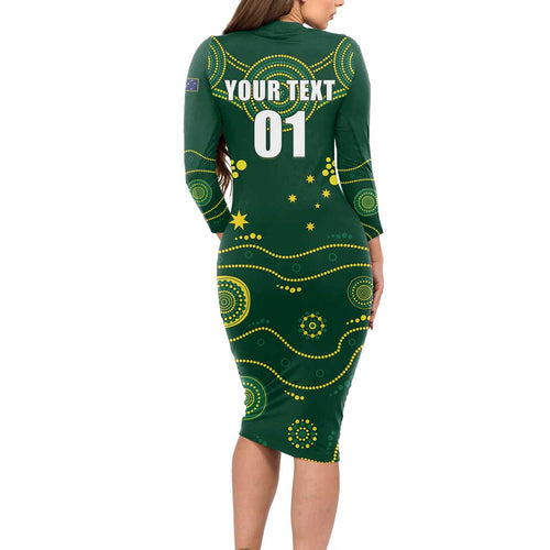 Australia 2024 Rugby Long Sleeve Bodycon Dress Go Wallabies