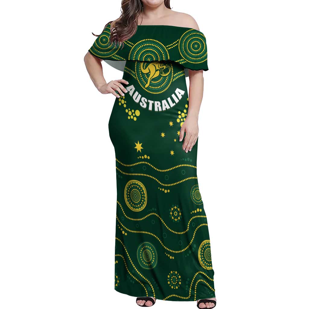 Australia 2024 Rugby Off Shoulder Maxi Dress Go Wallabies