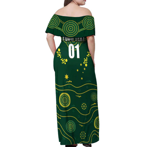 Australia 2024 Rugby Off Shoulder Maxi Dress Go Wallabies