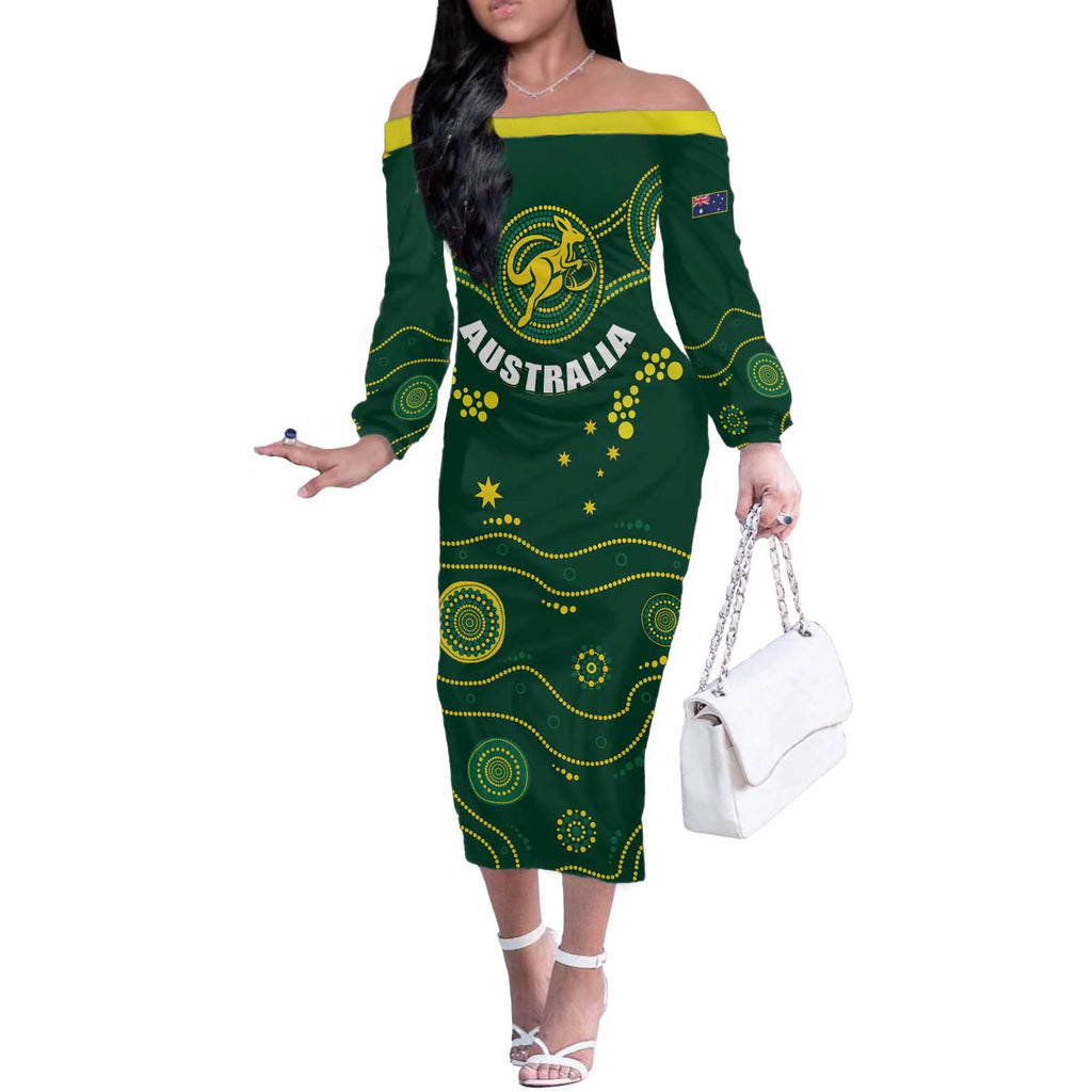 Australia 2024 Rugby Off The Shoulder Long Sleeve Dress Go Wallabies