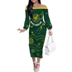 Australia 2024 Rugby Off The Shoulder Long Sleeve Dress Go Wallabies