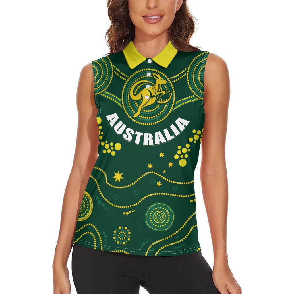 Australia 2024 Rugby Women Sleeveless Polo Shirt Go Wallabies