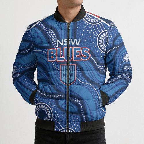 NSW Blues Rugby Personalised Bomber Puffer Jacket Cockroaches 2026 Come On