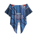 NSW Blues Rugby Personalised Off Shoulder Wrap Waist Top Cockroaches 2026 Come On