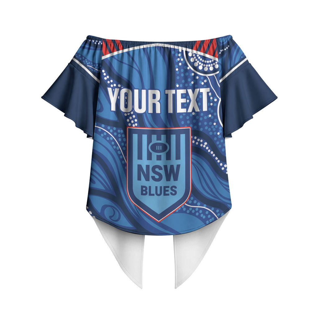 NSW Blues Rugby Personalised Off Shoulder Wrap Waist Top Cockroaches 2026 Come On
