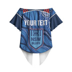 NSW Blues Rugby Personalised Off Shoulder Wrap Waist Top Cockroaches 2026 Come On