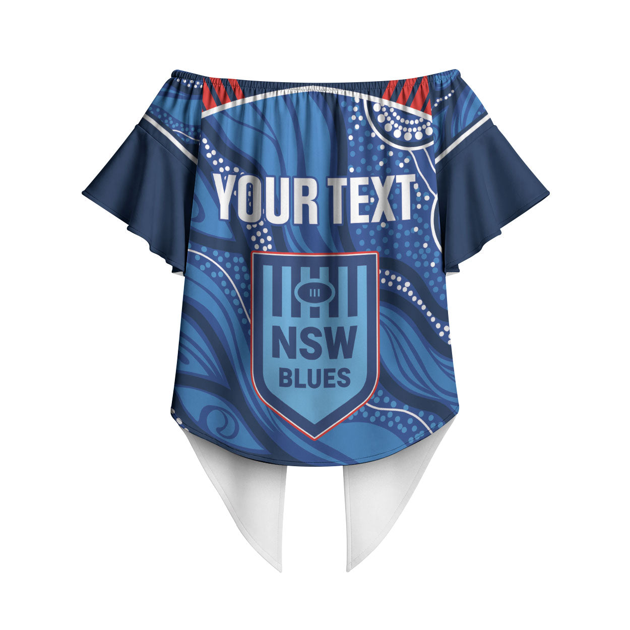 NSW Blues Rugby Personalised Off Shoulder Wrap Waist Top Cockroaches 2026 Come On