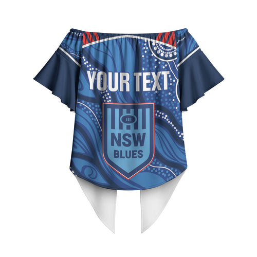 NSW Blues Rugby Personalised Off Shoulder Wrap Waist Top Cockroaches 2026 Come On