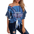 NSW Blues Rugby Personalised Off Shoulder Wrap Waist Top Cockroaches 2026 Come On