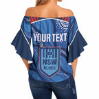 NSW Blues Rugby Personalised Off Shoulder Wrap Waist Top Cockroaches 2026 Come On