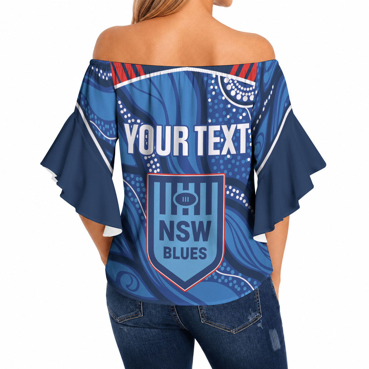 NSW Blues Rugby Personalised Off Shoulder Wrap Waist Top Cockroaches 2026 Come On