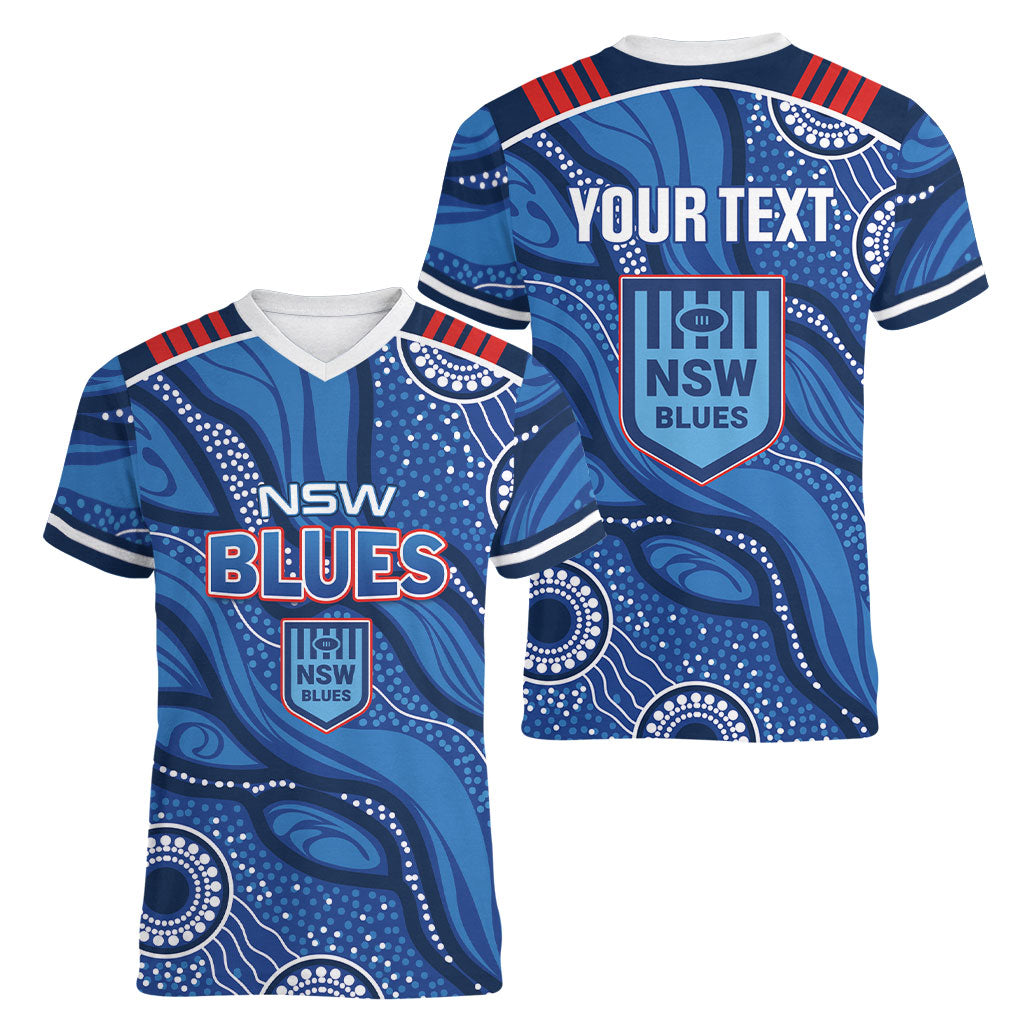 NSW Blues Rugby Personalised Women V-Neck T-Shirt Cockroaches 2026 Come On