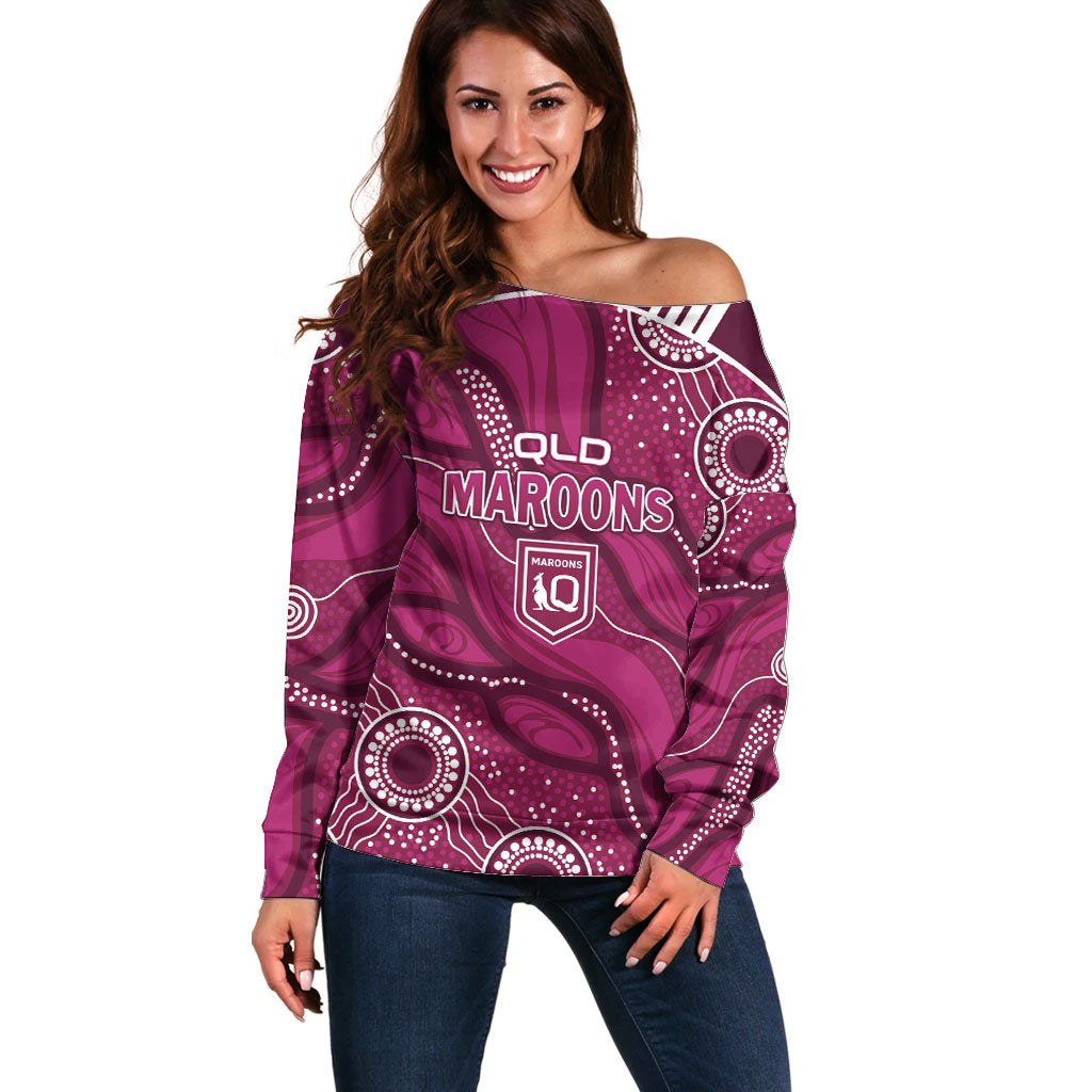 QLD Maroons Rugby Personalised Off Shoulder Sweater Cane Toads 2026 Come On
