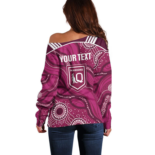 QLD Maroons Rugby Personalised Off Shoulder Sweater Cane Toads 2026 Come On