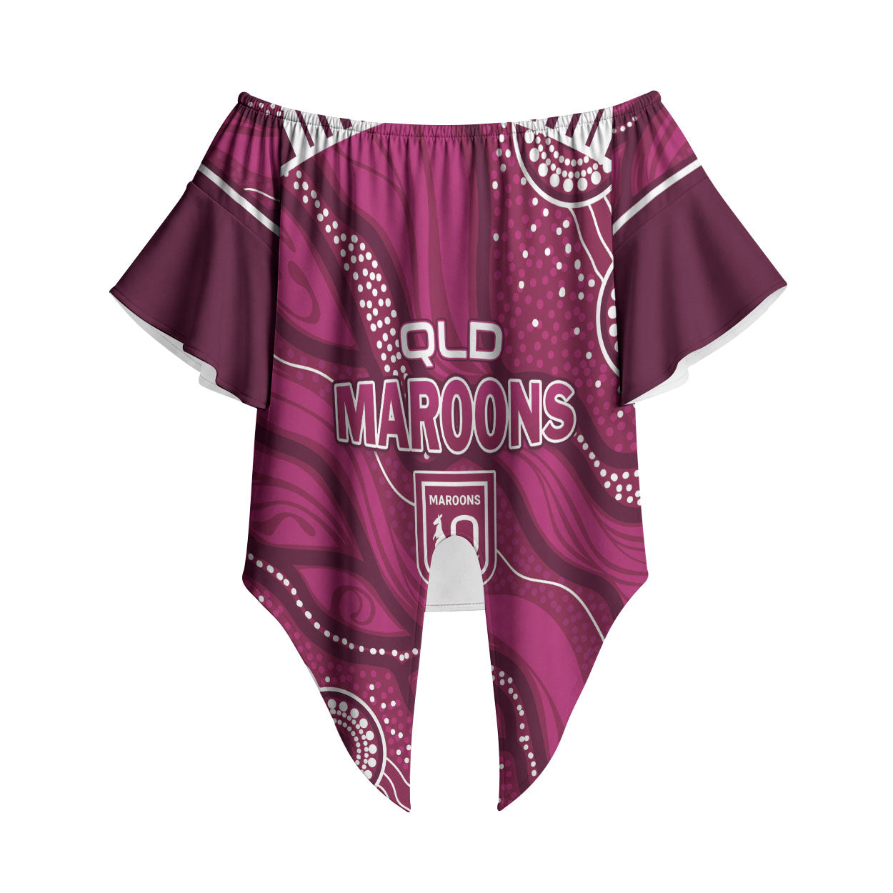 QLD Maroons Rugby Personalised Off Shoulder Wrap Waist Top Cane Toads 2026 Come On