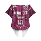 QLD Maroons Rugby Personalised Off Shoulder Wrap Waist Top Cane Toads 2026 Come On