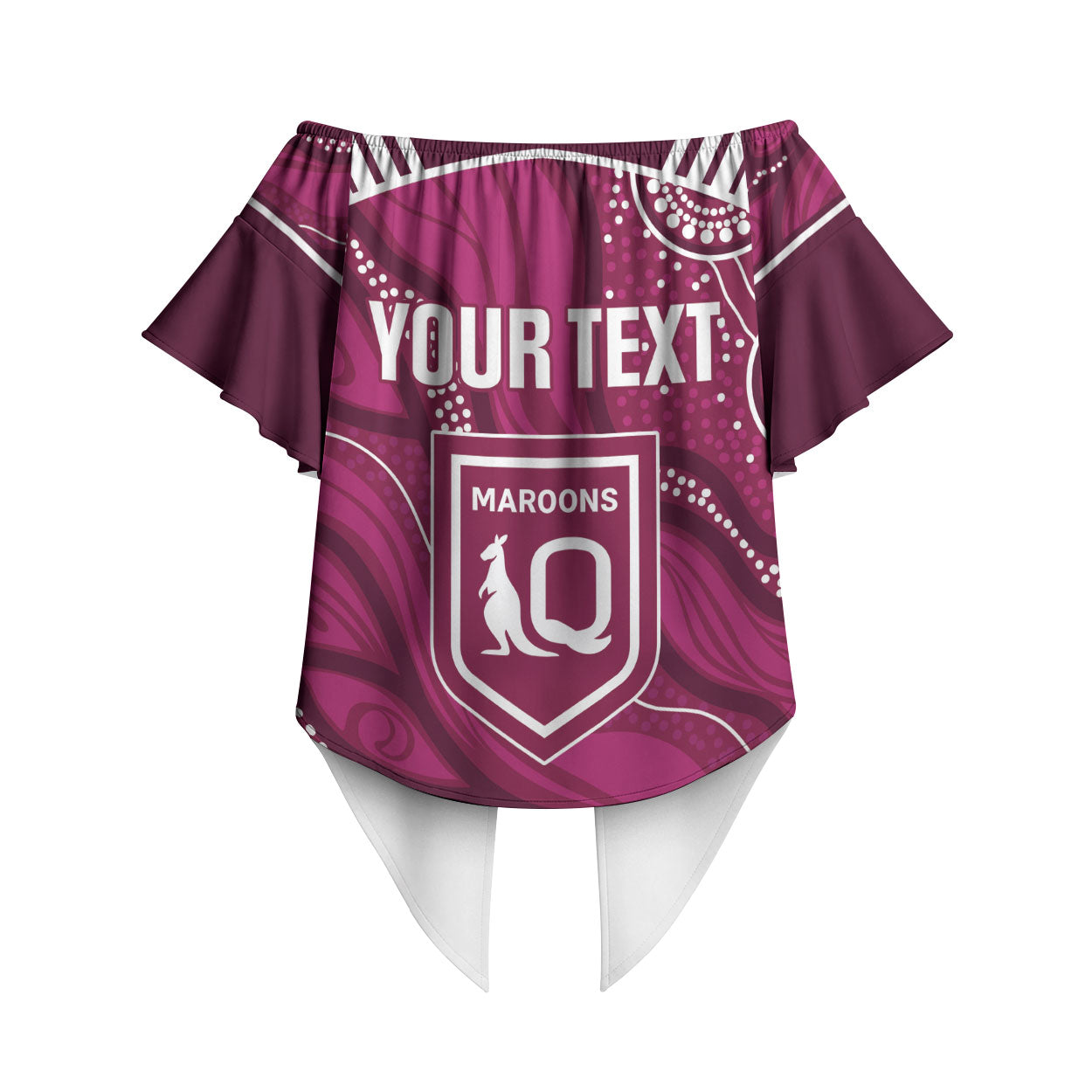 QLD Maroons Rugby Personalised Off Shoulder Wrap Waist Top Cane Toads 2026 Come On