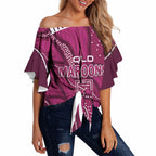 QLD Maroons Rugby Personalised Off Shoulder Wrap Waist Top Cane Toads 2026 Come On