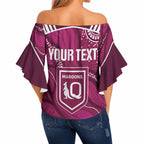 QLD Maroons Rugby Personalised Off Shoulder Wrap Waist Top Cane Toads 2026 Come On