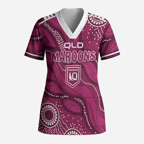 QLD Maroons Rugby Personalised Scrub Top Cane Toads 2026 Come On