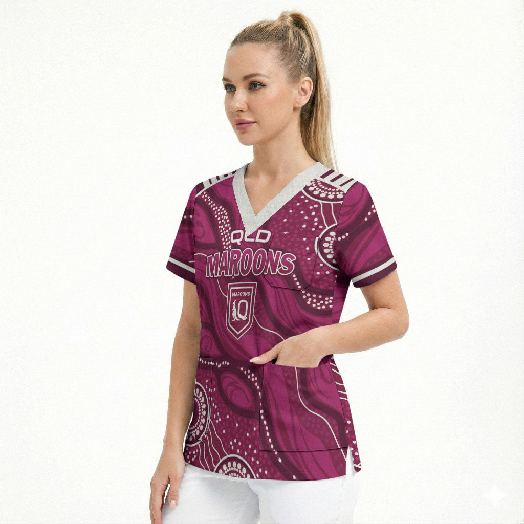 QLD Maroons Rugby Personalised Scrub Top Cane Toads 2026 Come On