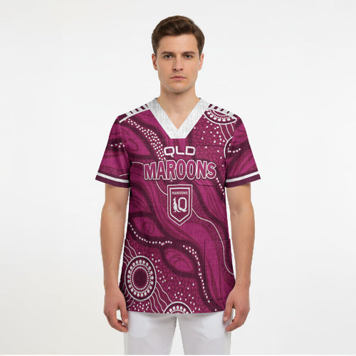 QLD Maroons Rugby Personalised Scrub Top Cane Toads 2026 Come On