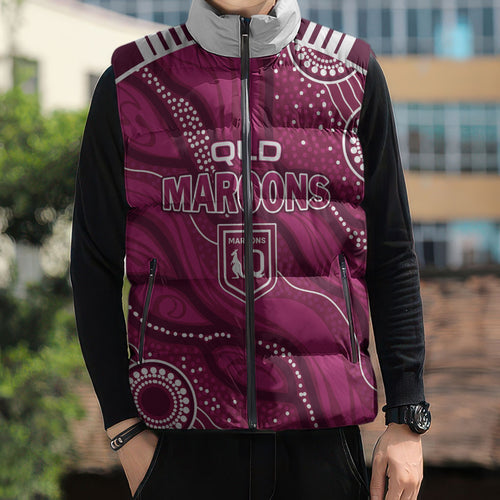 QLD Maroons Rugby Personalised Sleeveless Puffer Jacket Cane Toads 2026 Come On